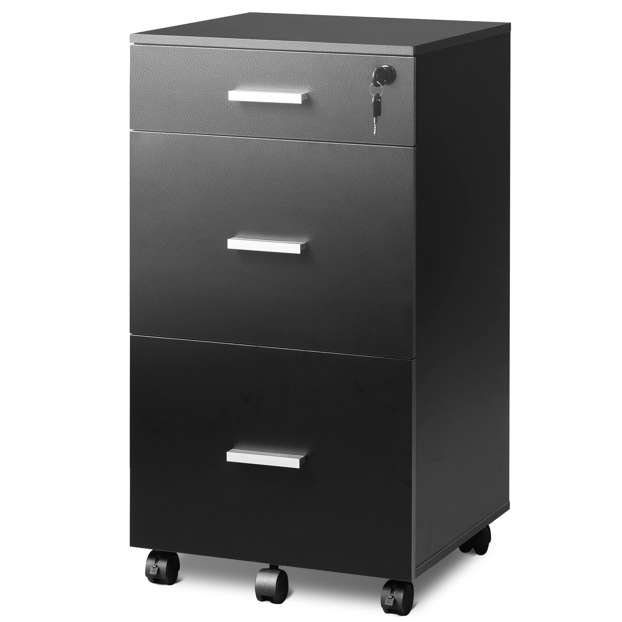 Devaise 3 Drawer Rolling File Cabinet with Lock - in use