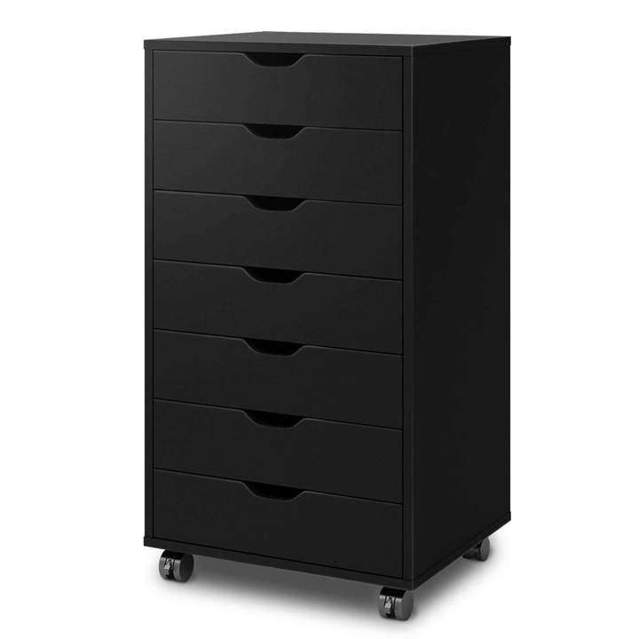 7-Drawer Wood Storage Dresser Cabinet with Wheels | DEVAISE - Devaise