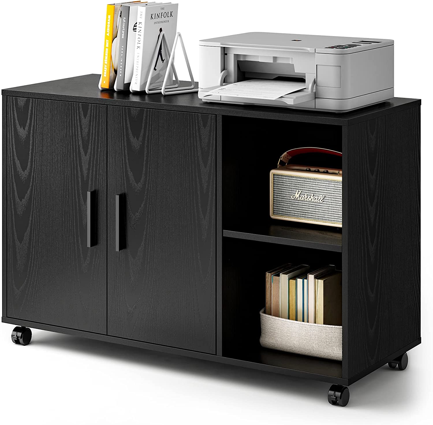 Black rolling file shop cabinet