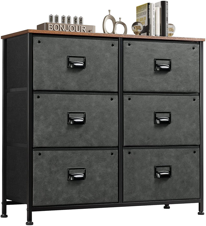 Black Fabric Dresser with 6 Drawers | WLIVE