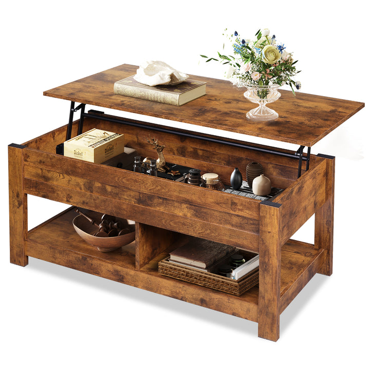 Bigger Wood Lift Top Coffee Table with Storage Shelf | WLIVE