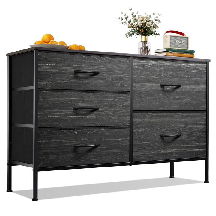 Wide Fabric Dresser with 5 Drawers for Bedroom | WLIVE