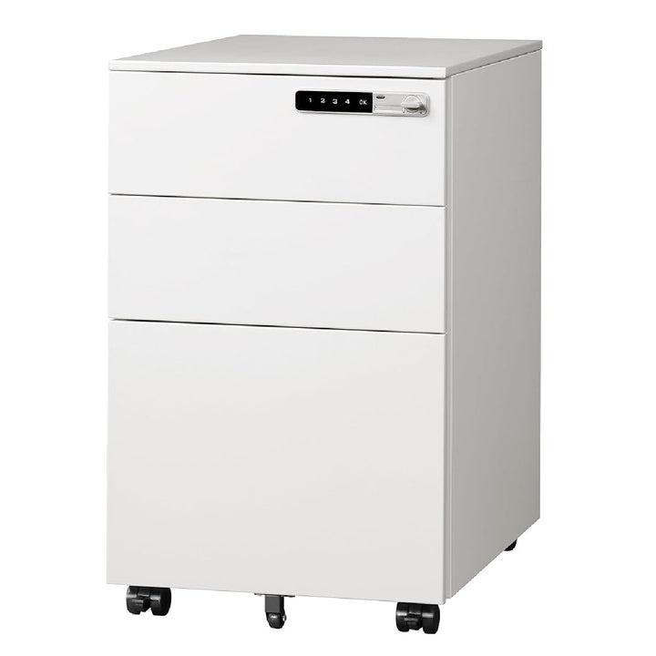 Metal 3 Drawer Mobile File Cabinet with Smart Lock