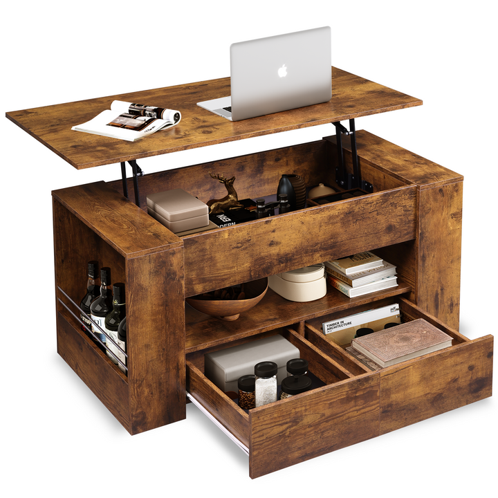 WLIVE Lift Top Coffee Table with Hidden Compartment and Open Shelf | WLIVE
