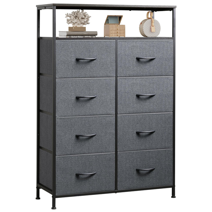 8 Drawer Fabric Dresser with Open Shelves | WLIVE