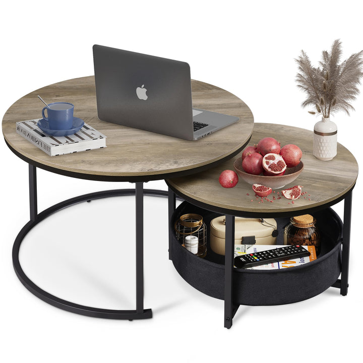 Coffee Table Set of 2, Round Nesting Table | WLIVE