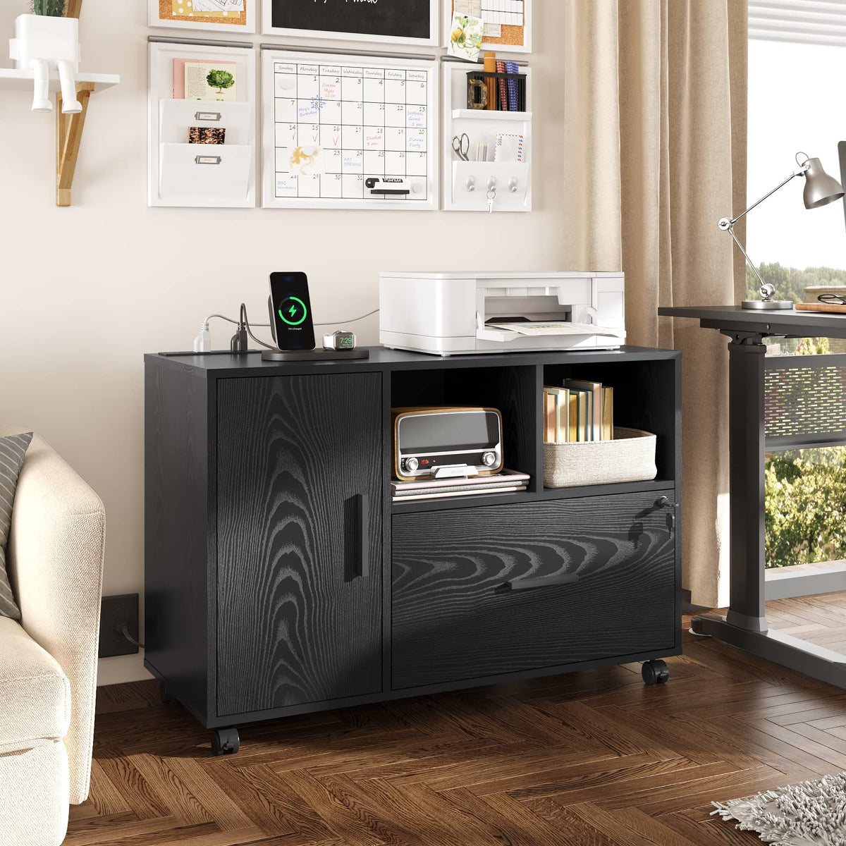 Office File Cabinet with Charging Station and Lock | DEVAISE – Devaise