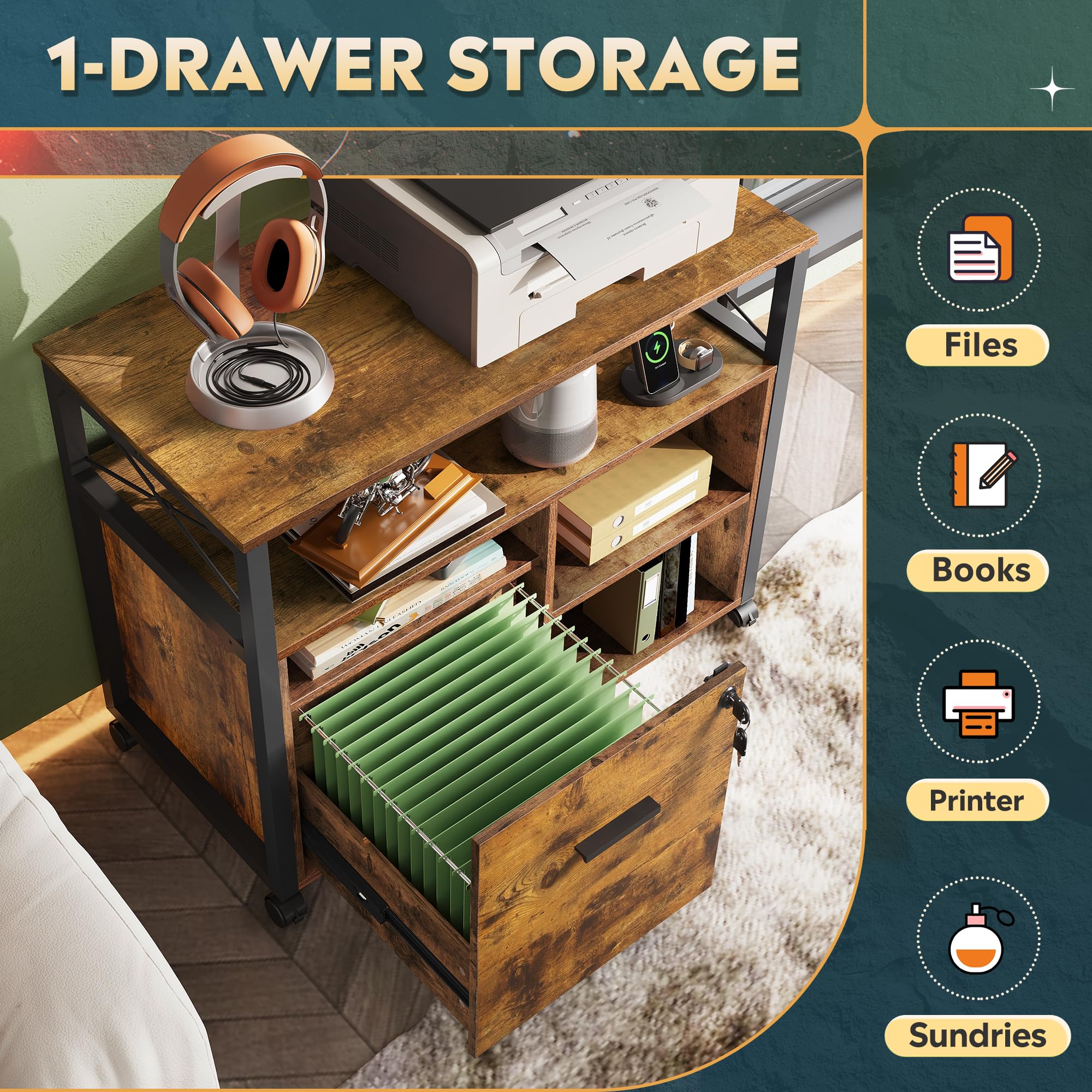 Lateral File Cabinet with Power Outlets & Lock – Devaise