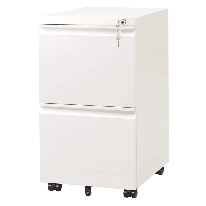 2 Drawer Mobile File Cabinet with Lock, Black - Devaise