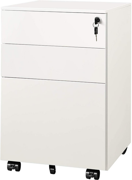 Devaise 3 drawer top mobile file cabinet