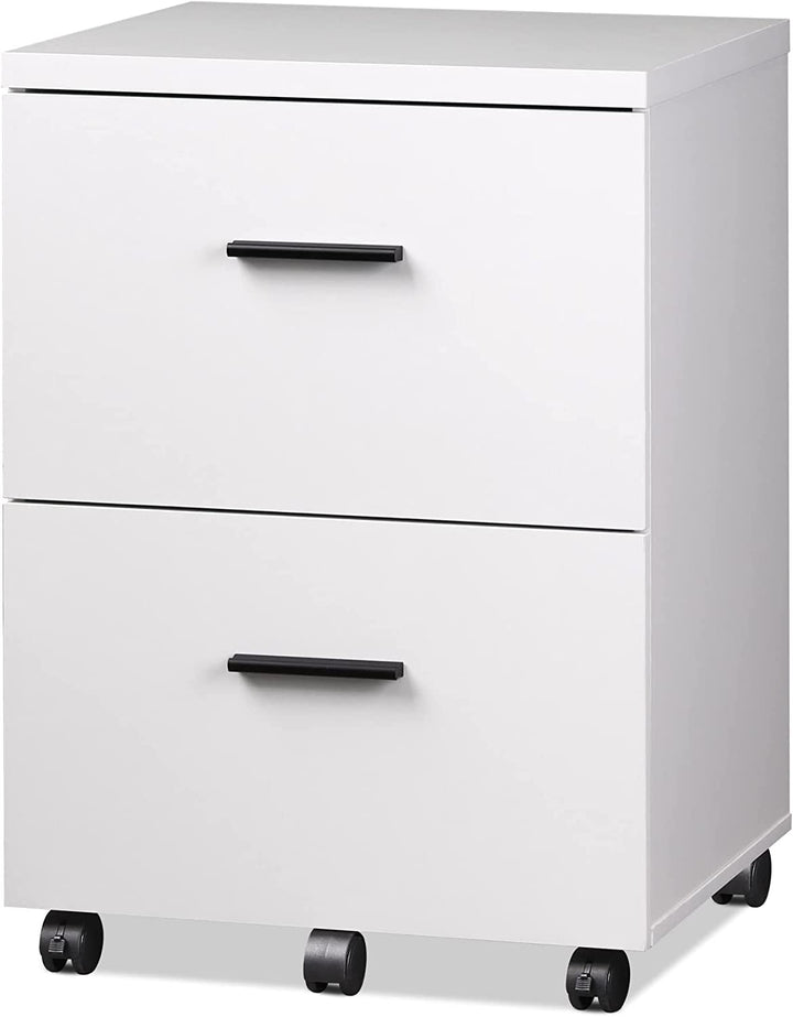 Black/White 2-Drawer Wood Mobile Vertical Filing Cabinet | DEVAISE