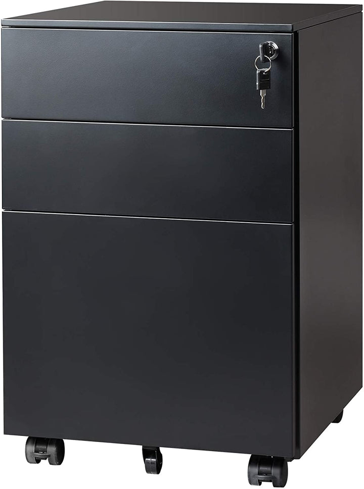 Metal 3 Drawer Mobile File Cabinet with Lock | DEVAISE
