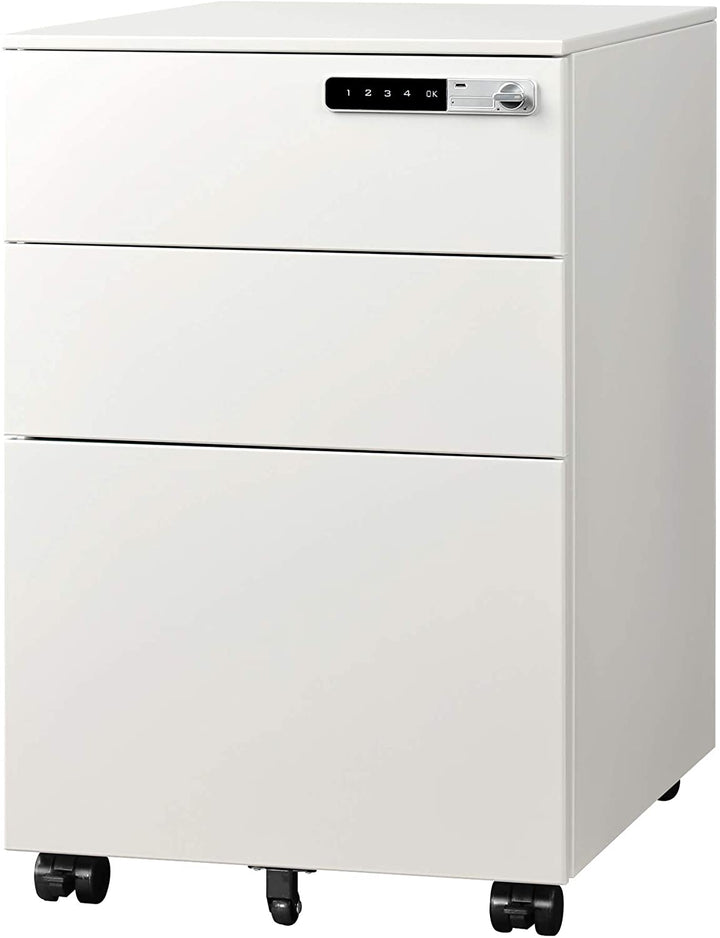 Metal 3 Drawer Mobile File Cabinet with Smart Lock | DEVAISE