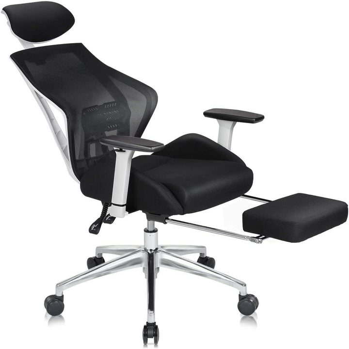 Ergonomics Recliner Office Chair, White - Devaise