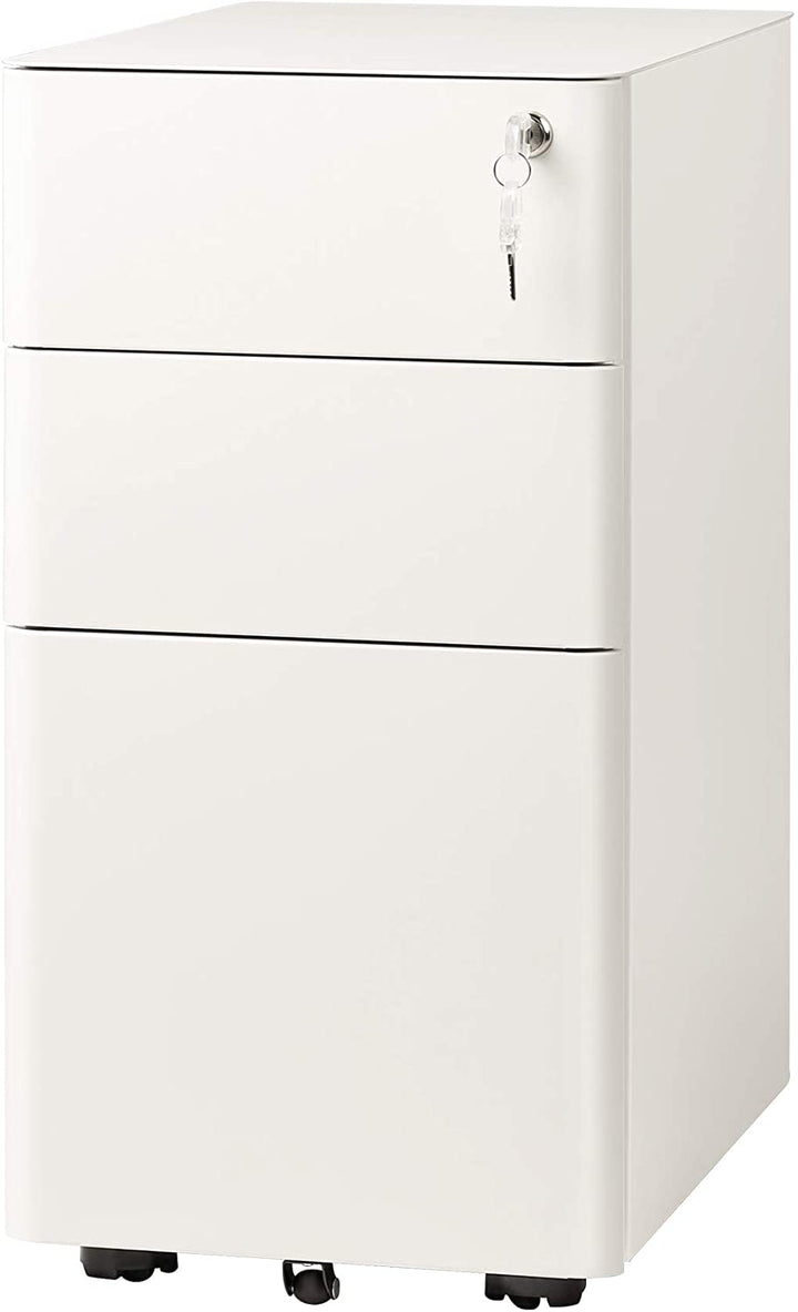 Metal 3 Drawer Slim Vertical File Cabinet with Lock | DEVAISE