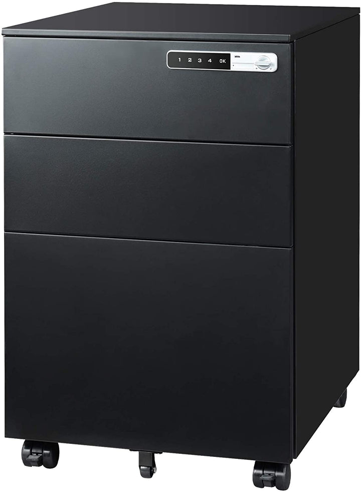 Metal 3 Drawer Mobile File Cabinet with Smart Lock | DEVAISE