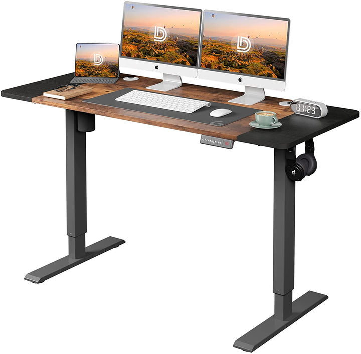 Rustic Brown Height Adjustable Electric Standing Desk 55 x 24 Inches | DEVAISE