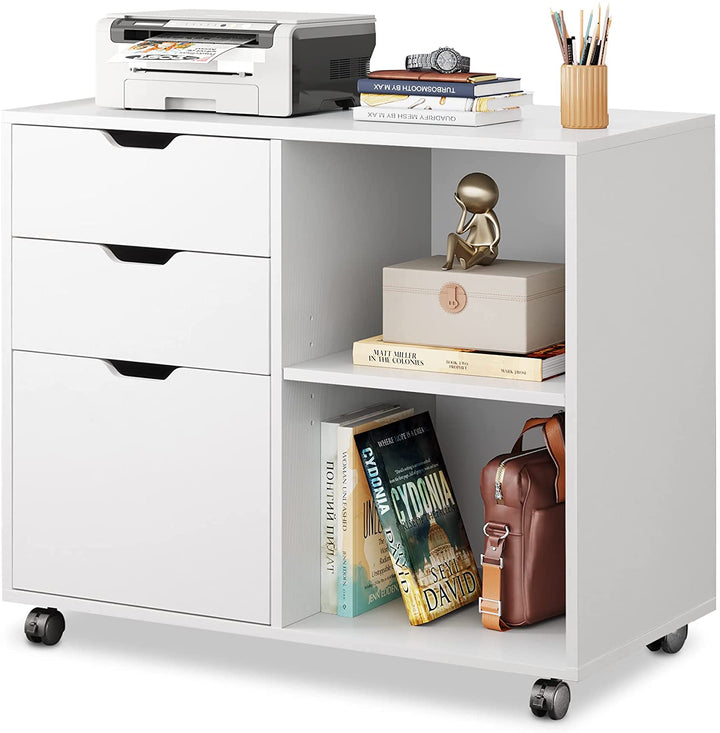 White 3 Drawer Wood File Cabinet/Printer Stand | DEVAISE