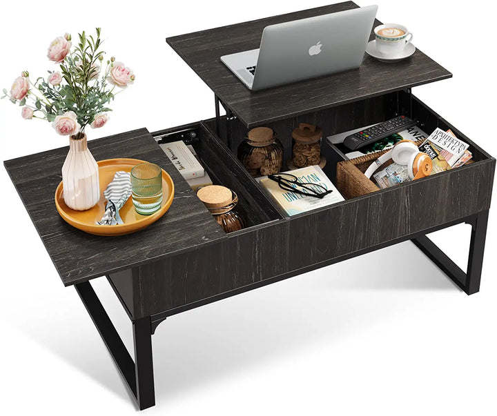 Walnut Oak Lift Top Coffee Table with Hidden Storage Compartment | WLIVE