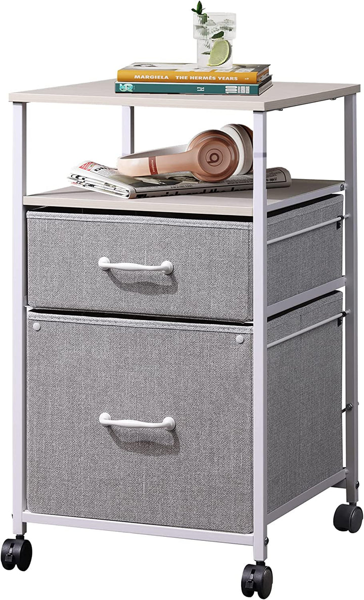 Fabric File Cabinet with Open Storage Shelf | DEVAISE