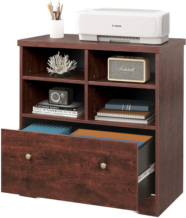 Cherry 1 Drawer Lateral File Cabinet/Printer Stand | DEVAISE