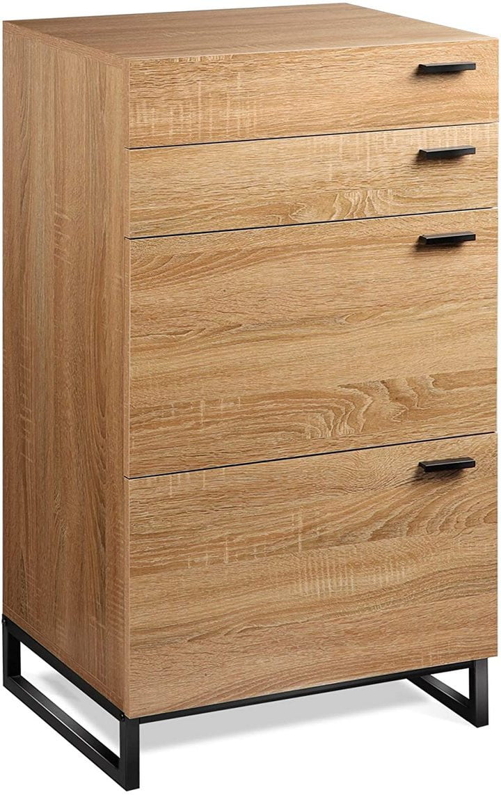 4 Drawer Wood Storage, Natural Oak - Devaise