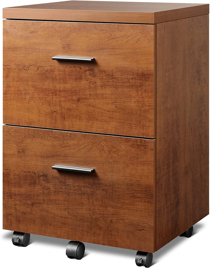 2 Drawer Wood Filing Cabinet, Walnut - Devaise