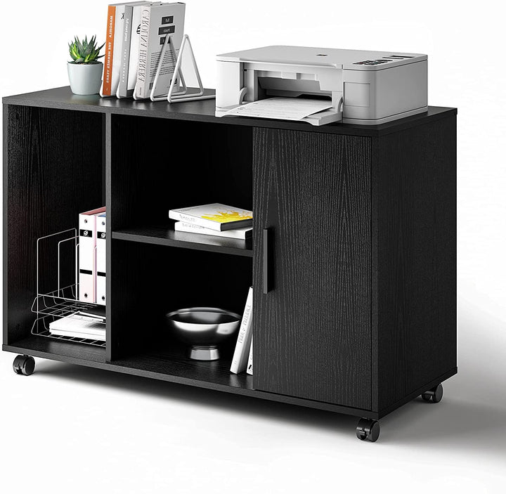 Black Large Storage File Cabinet/Printer Stand with Adjustable Shelves | DEVAISE