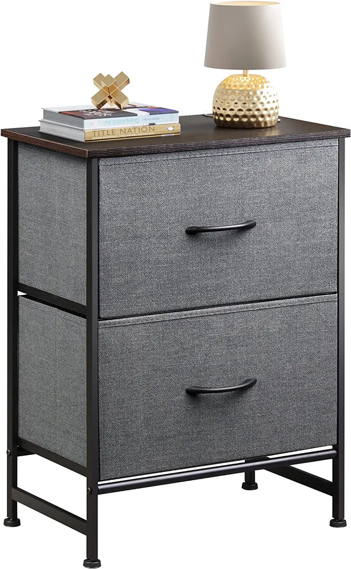 Nightstand with 2 Fabric Drawers | WLIVE