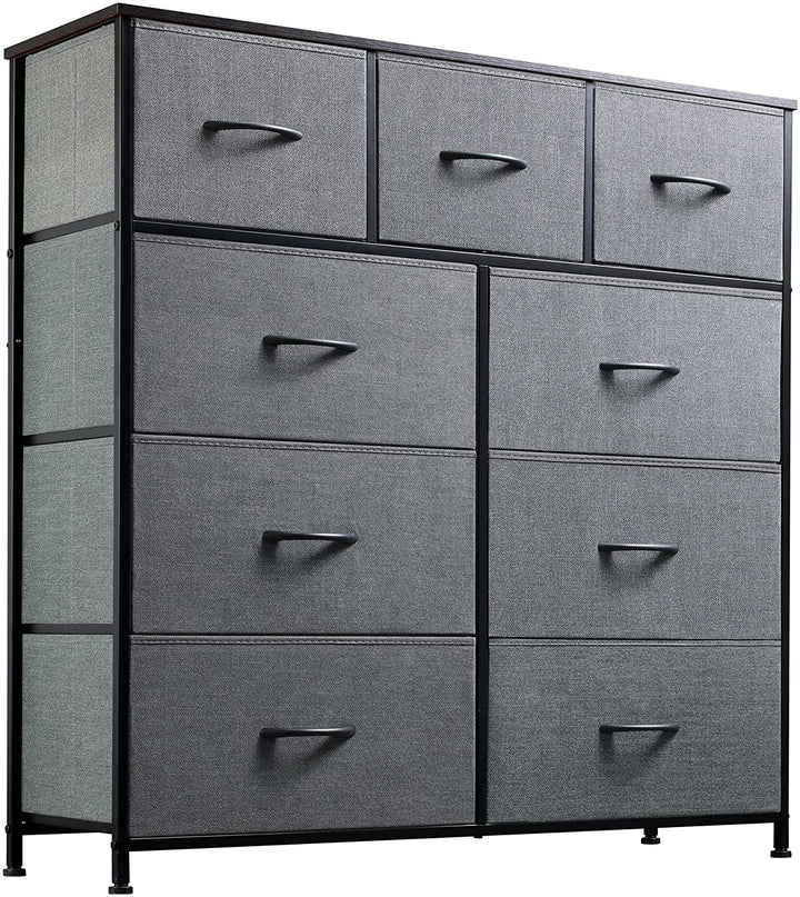 WLIVE Modern Dresser with 9 Drawers, Rustic Brown