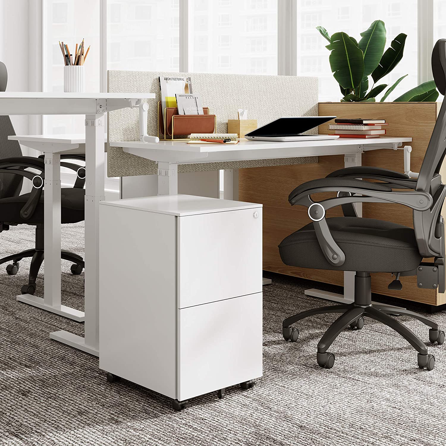 Metal 2 Drawer Mobile File Cabinet with Lock – Devaise