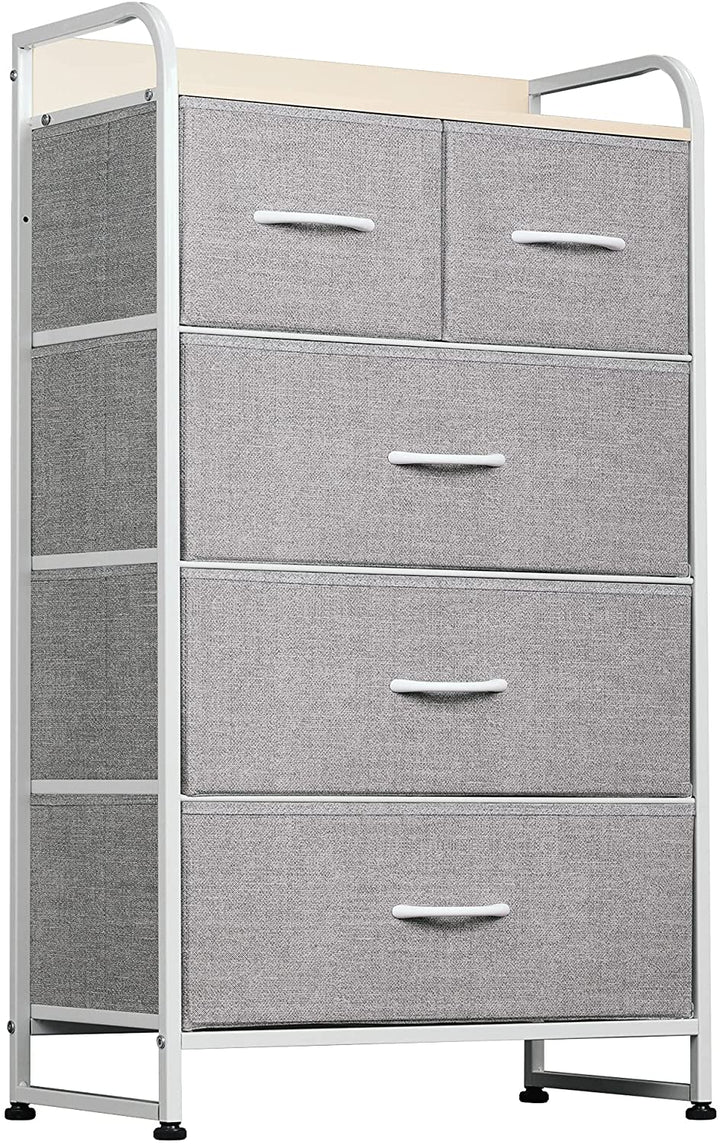 Brown/Dark Grey Fabric Dresser with 5 Drawers | WLIVE