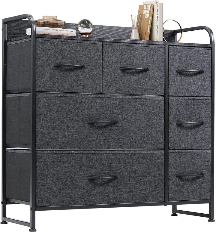 Black Blue/Cream fabric 7 drawer dresser | WLIVE