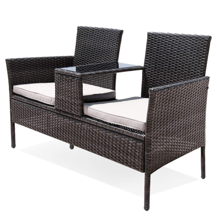 Wicker Patio Furniture Set, Brown & Beige - Devaise